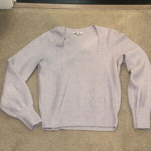 Light Lavender Square Neck Ribbed Sweater